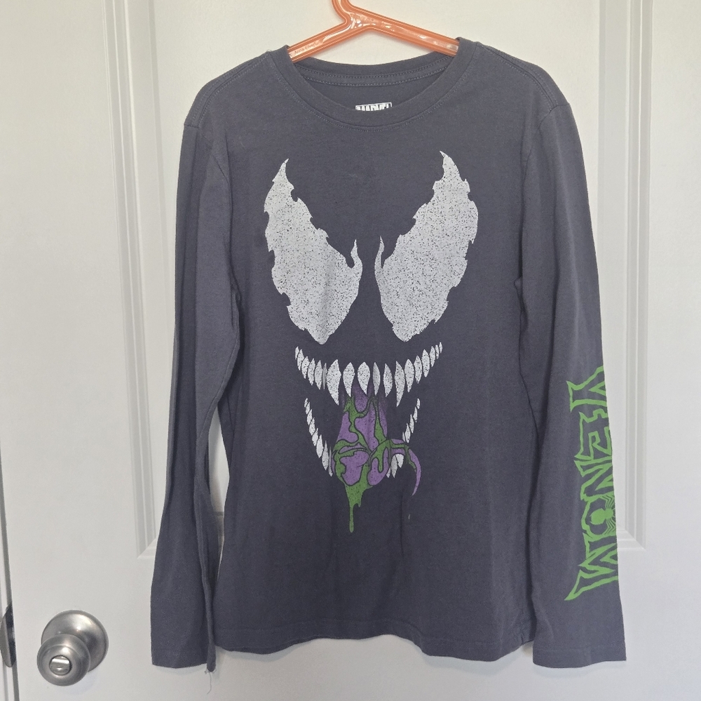 Marvel Venom Long Sleeve Shirt - Dark Gray with Green and Purple